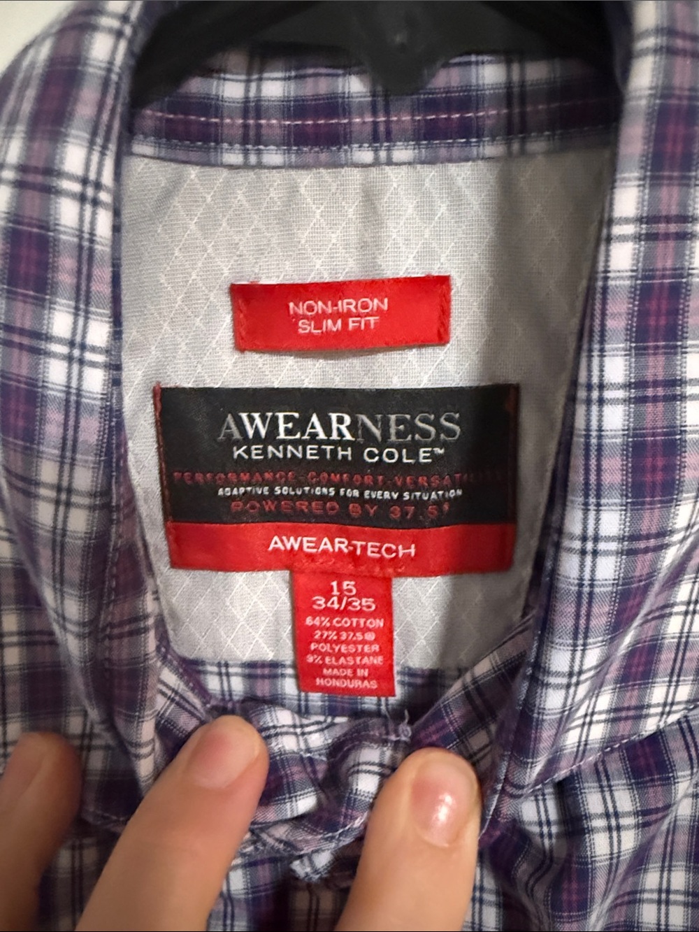 Kenneth Cole Purple Plaid Long-Sleeve Button-Down Shirt - Picture 2 of 3